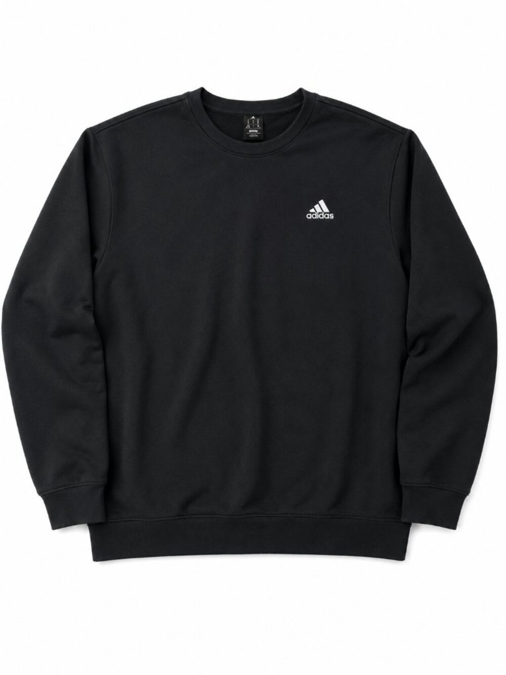 Adidas Mens XL Black Crewneck Sweatshirt Logo Fleece Pullover Long Sleeve